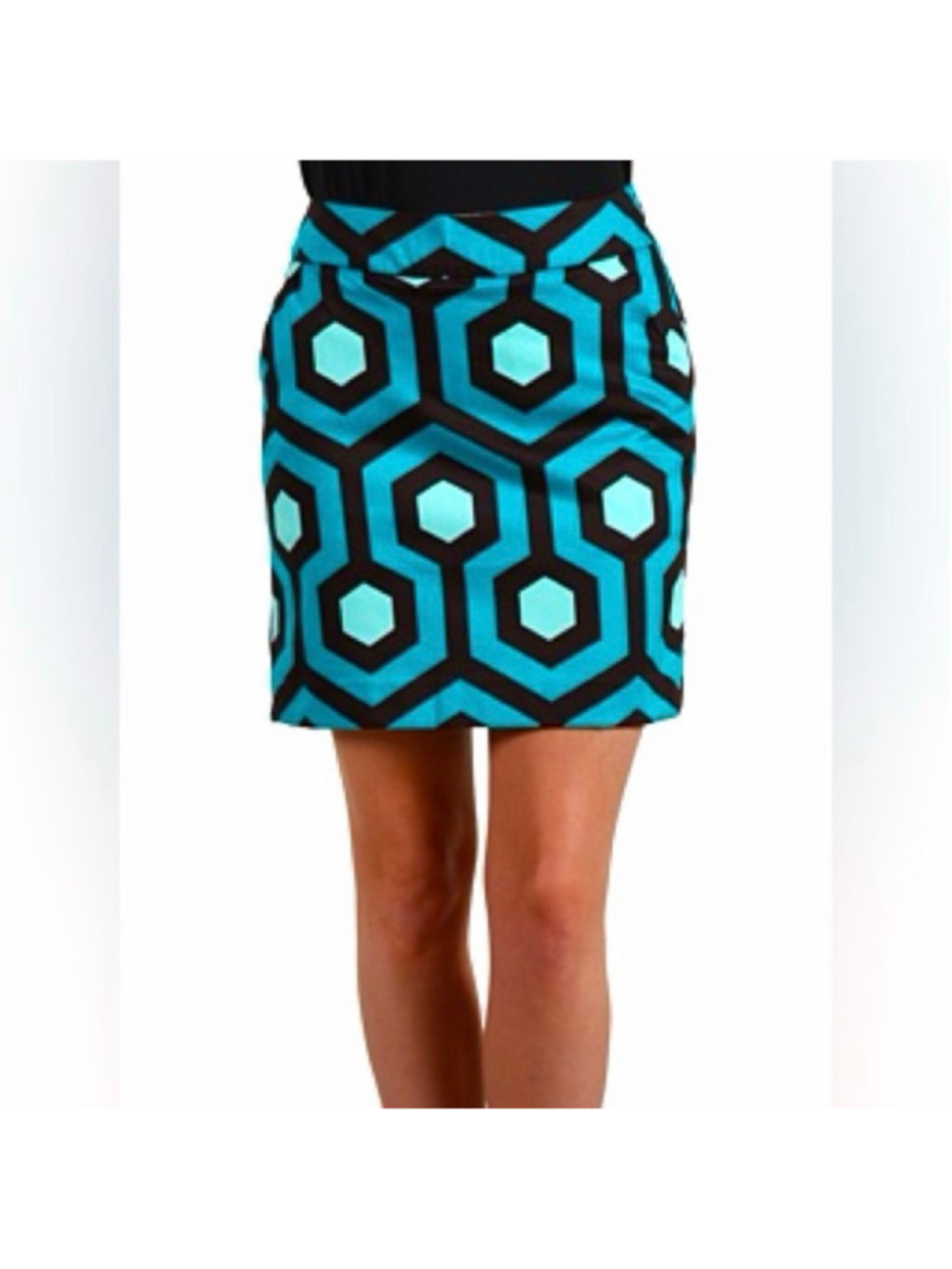 Loudmouth Golf Womens Skort Size 12 Black Blue Geometric Print EUC Cotton